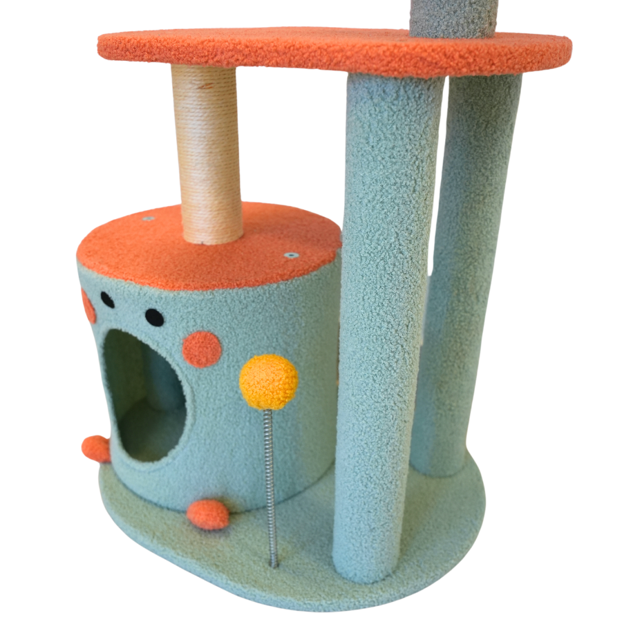 Petwiz Cat Tree 85cm with Hiding Cave Sleeping Perch and Toys