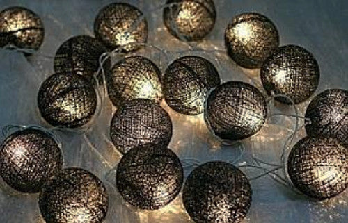 Vortaz LED Cotton Ball String Lights Black 20 Balls Battery 3m
