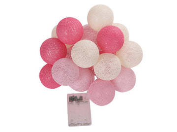 Vortaz LED Cotton Ball String Lights Pink 20 Balls Battery 3m