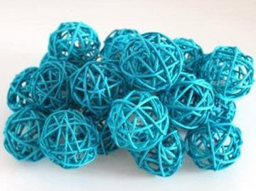 Vortaz LED Rattan Ball String Lights Turquoise 20 Balls Battery 3m