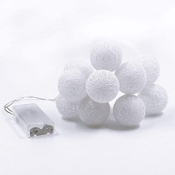 Vortaz LED Cotton Ball String Lights White 20 Balls Battery 3m
