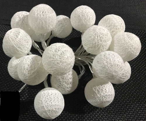 Vortaz LED Cotton Ball String Lights White 20 Balls Battery 3m