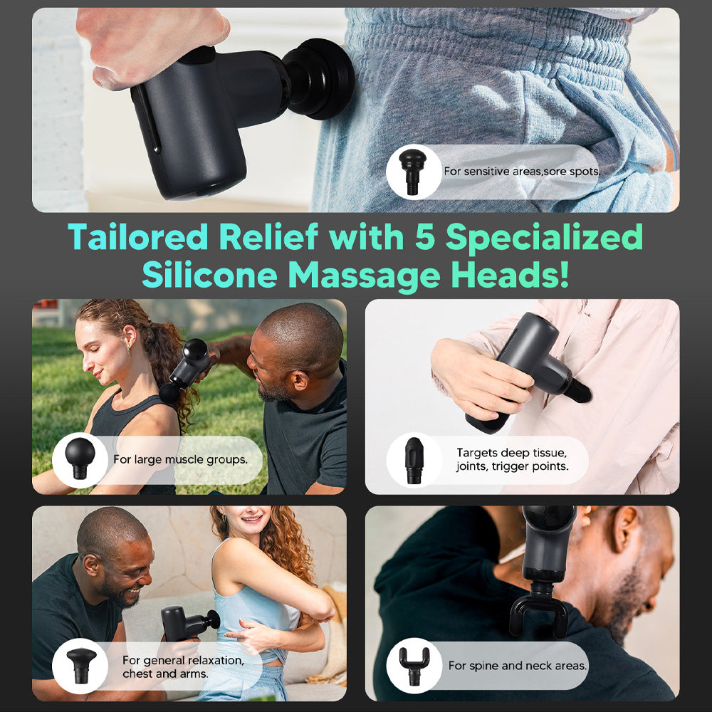 HALO Compact Percussion Massager 5 Speeds 4 Heads Deep Tissue
