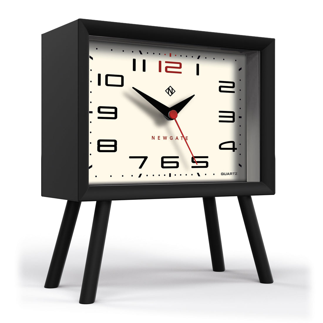 Newgate Henry Mantel Clock Black Cream Silent Sweep