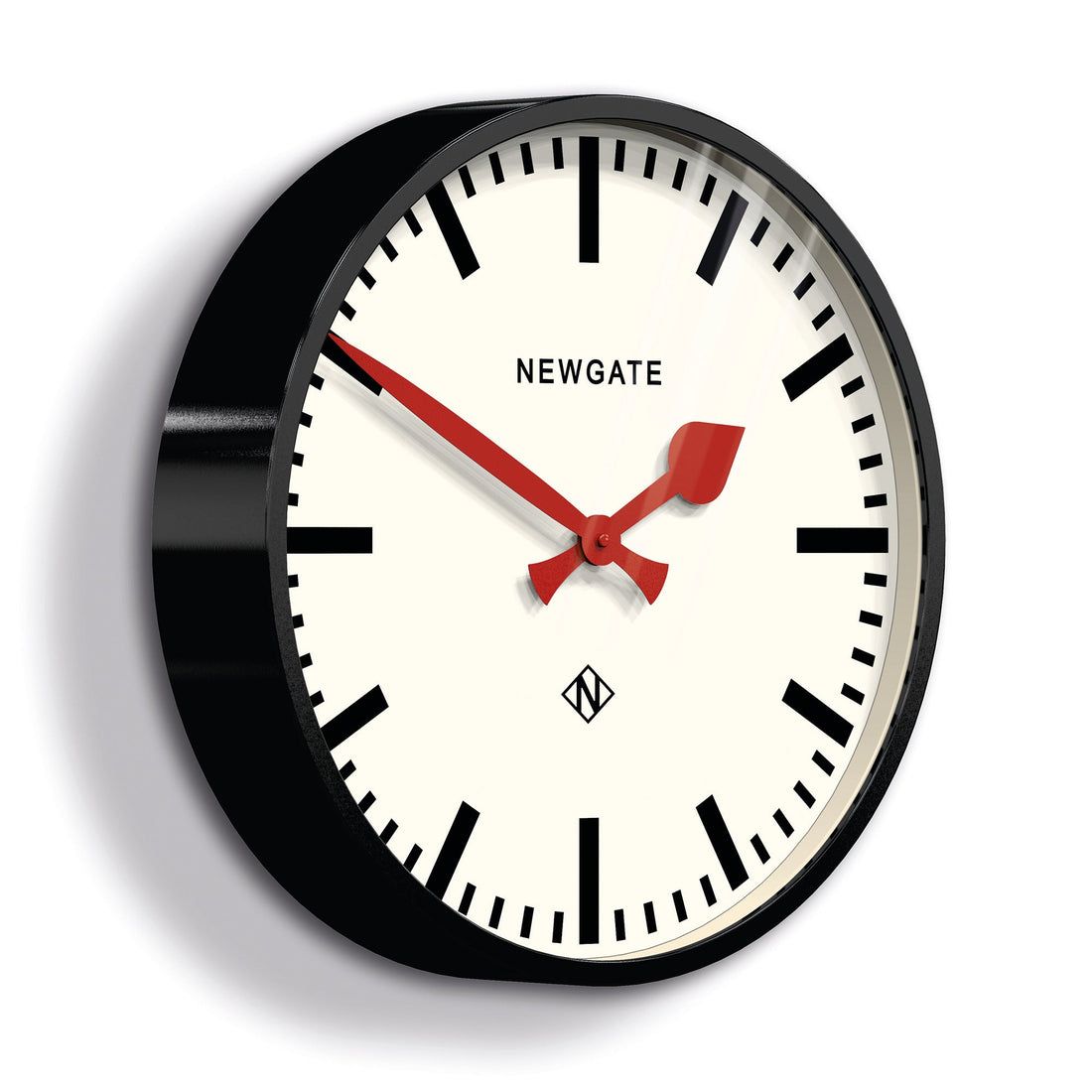 Newgate Putney Station Wall Clock Red Hands 45cm Gloss Black