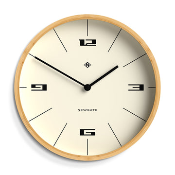 Newgate Bamboo Wall Clock Silent Sweep 30cm Cream