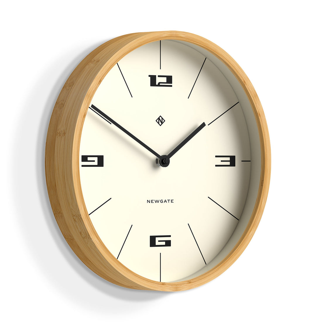 Newgate Bamboo Wall Clock Silent Sweep 30cm Cream