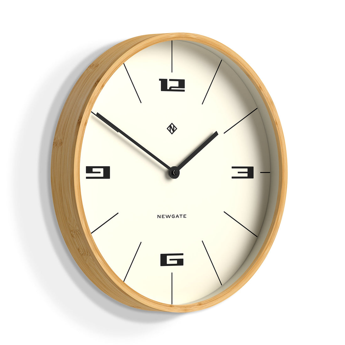 Newgate Bamboo Wall Clock Silent Sweep 38cm Natural