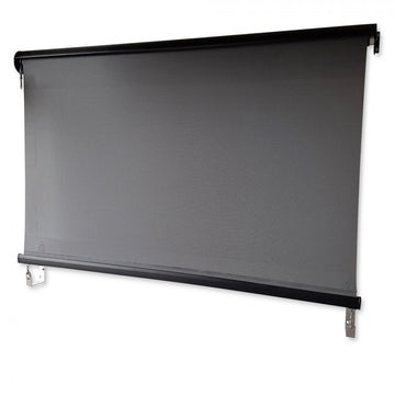Outdoor Roller Blind Awning 2.5m Charcoal with Aluminium Hood