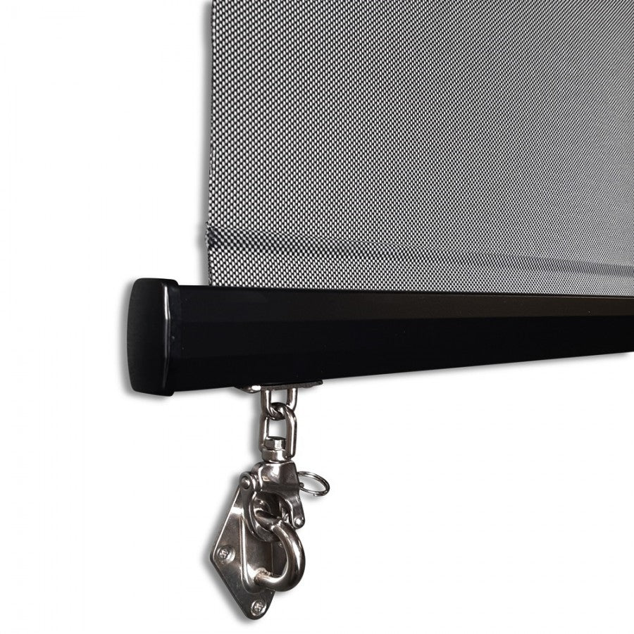 Outdoor Roller Blind Awning 2.5m Charcoal with Aluminium Hood