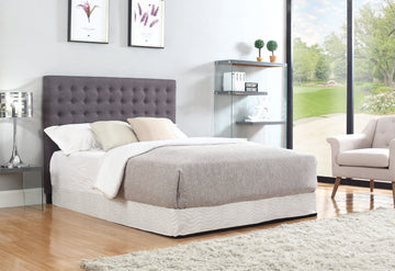 Linen Fabric Queen Bed Headboard Tufted Buttons Charcoal