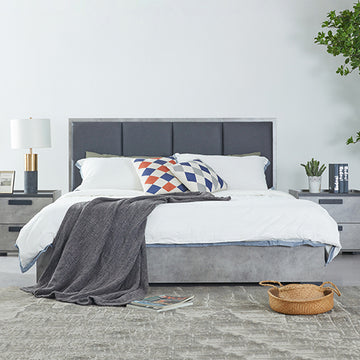 Artiss Upholstered Fabric Bed Frame Queen Grey