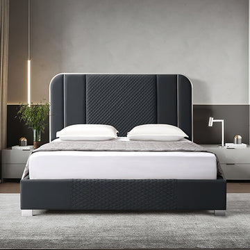 Halcyon Air Leather Bed Frame Queen Black
