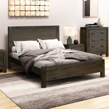 Solid Acacia Wood Queen Size Bed Frame Chocolate