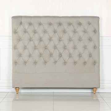 Bed Head French Provincial Upholstered Headboard King Beige Linen