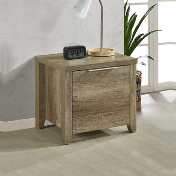 Cielo Bedside Table 2 Drawers Oak MDF with Pole Legs