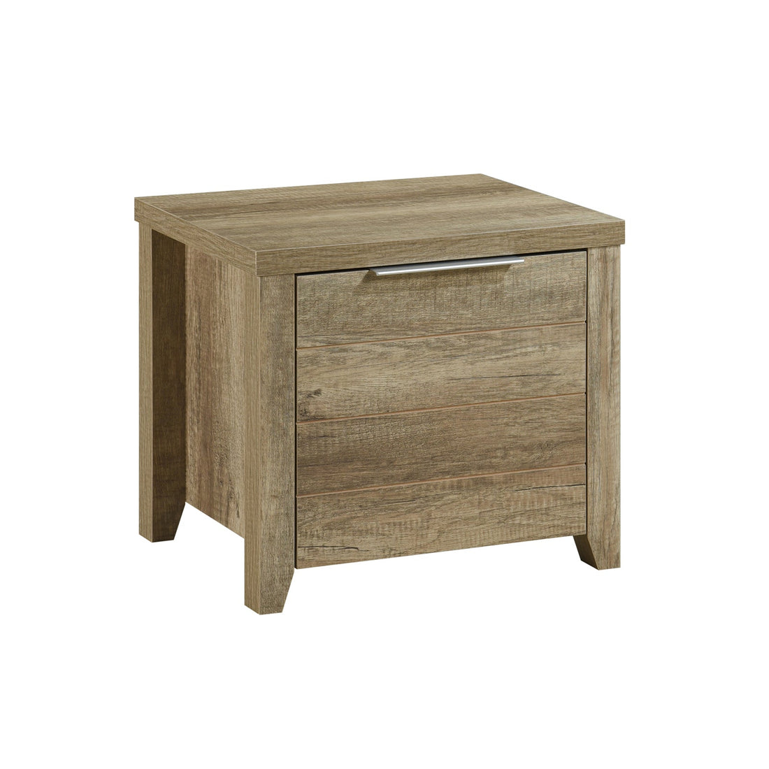 Cielo Bedside Table 2 Drawers Oak MDF with Pole Legs