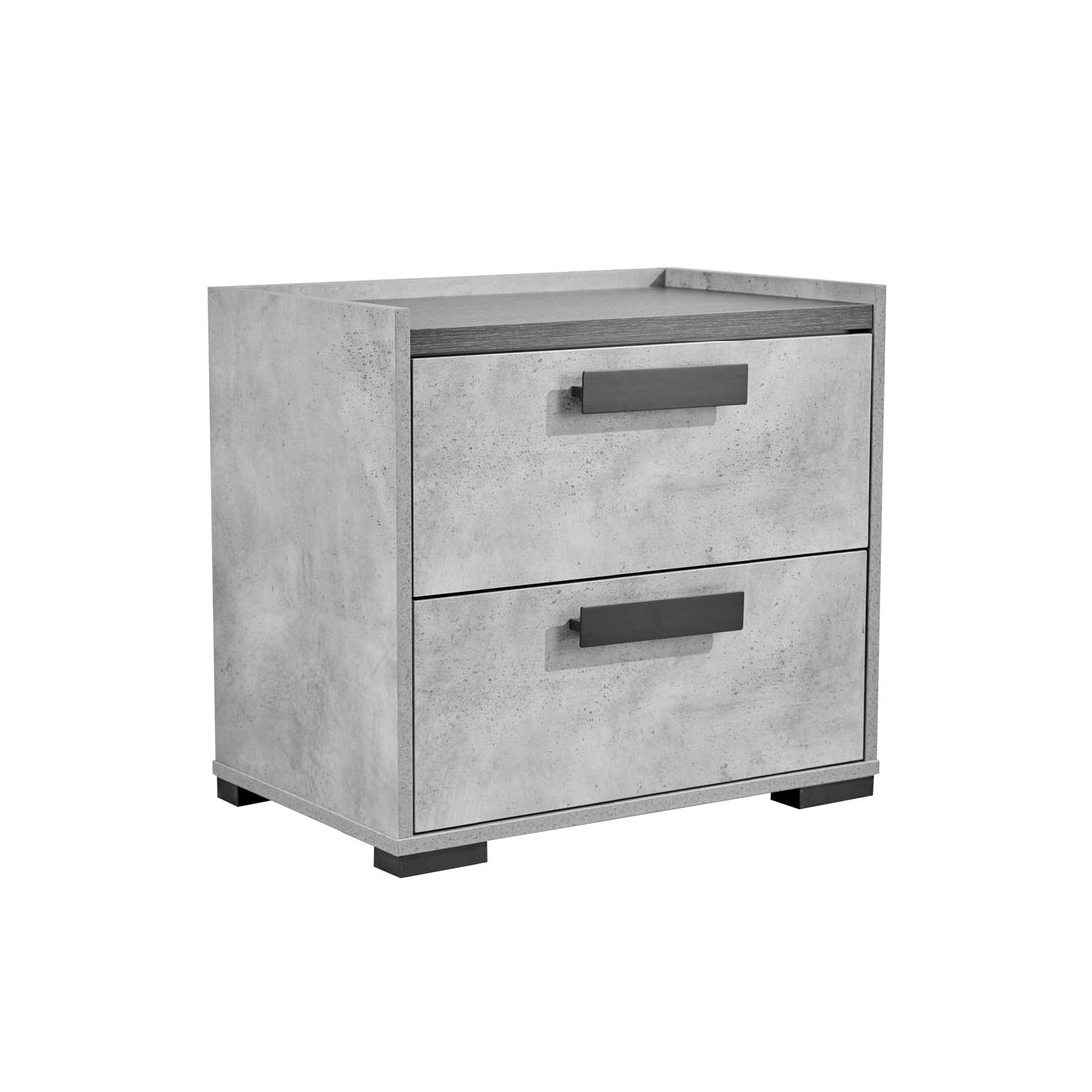 Bedside Table 2 Drawer MDF Nightstand Black Cement