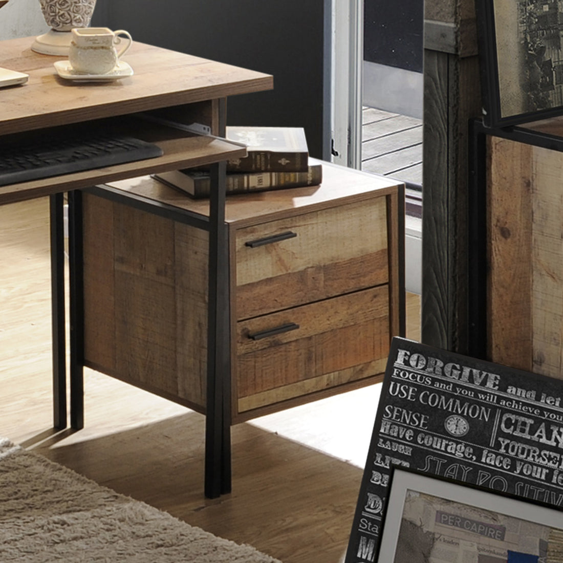Mascot 2 Drawer Bedside Table Particle Board Oak Finish