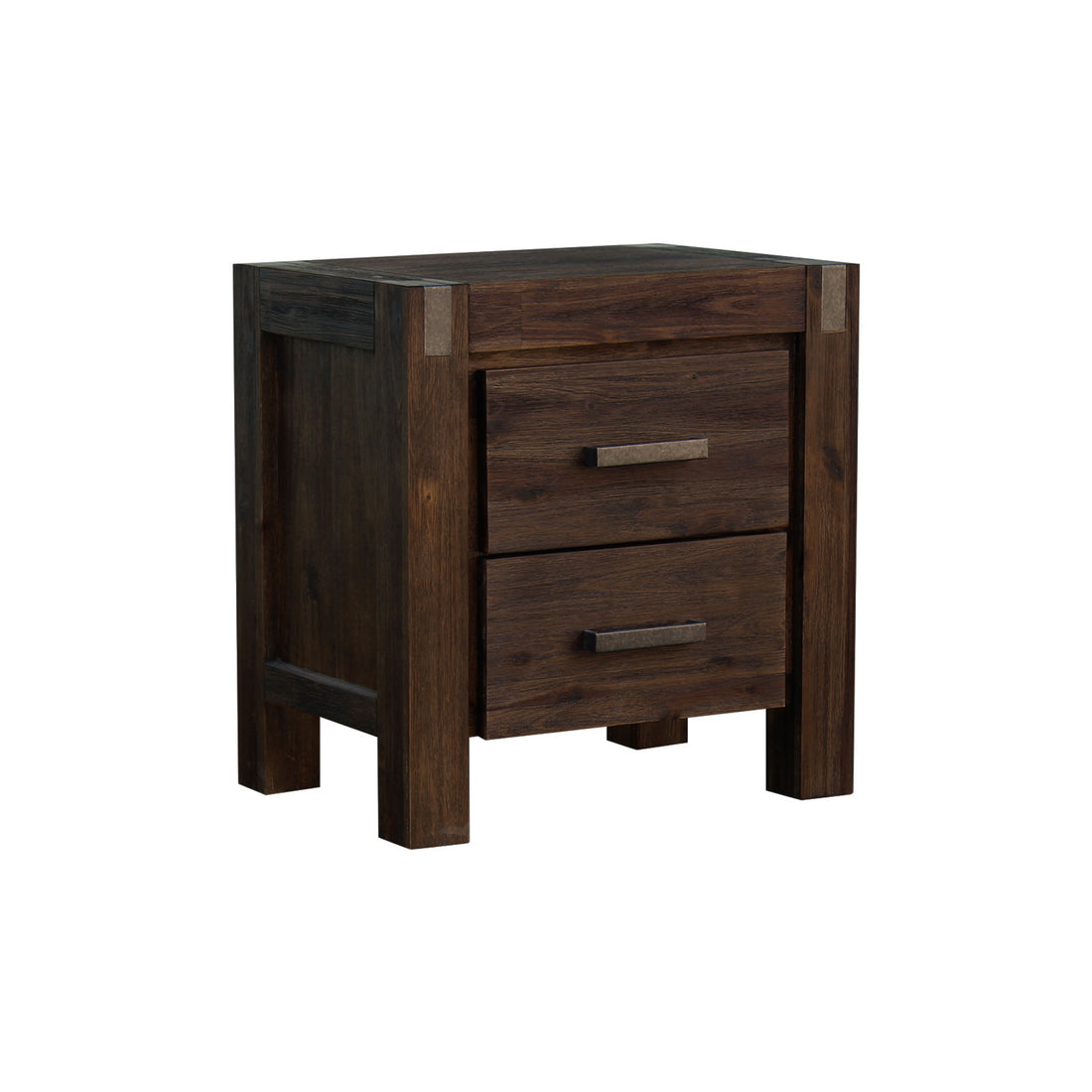 Nowra 2 Drawer Bedside Table Solid Acacia Chocolate