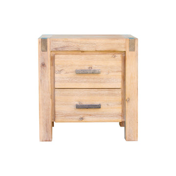 Nowra 2 Drawer Bedside Table Solid Acacia Wood Oak