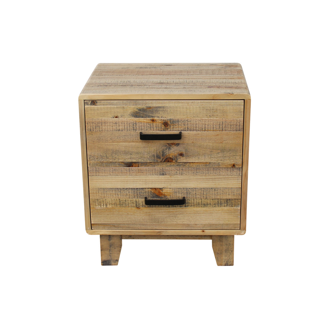 Solid Wood Bedside Table Nightstand 2 Drawers Light Brown Pine