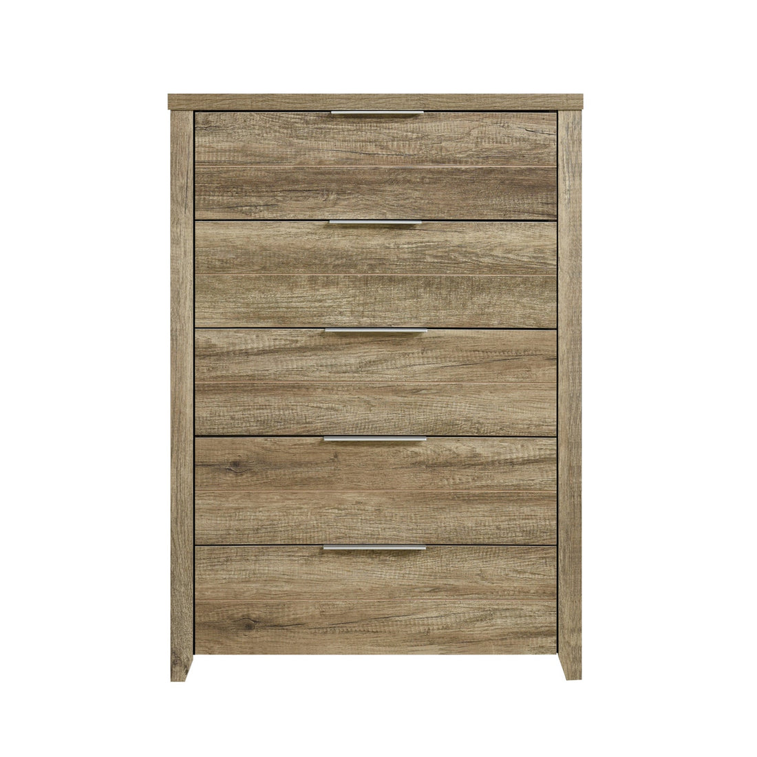 5 Drawer Tallboy Chest Storage Cabinet MDF Oak