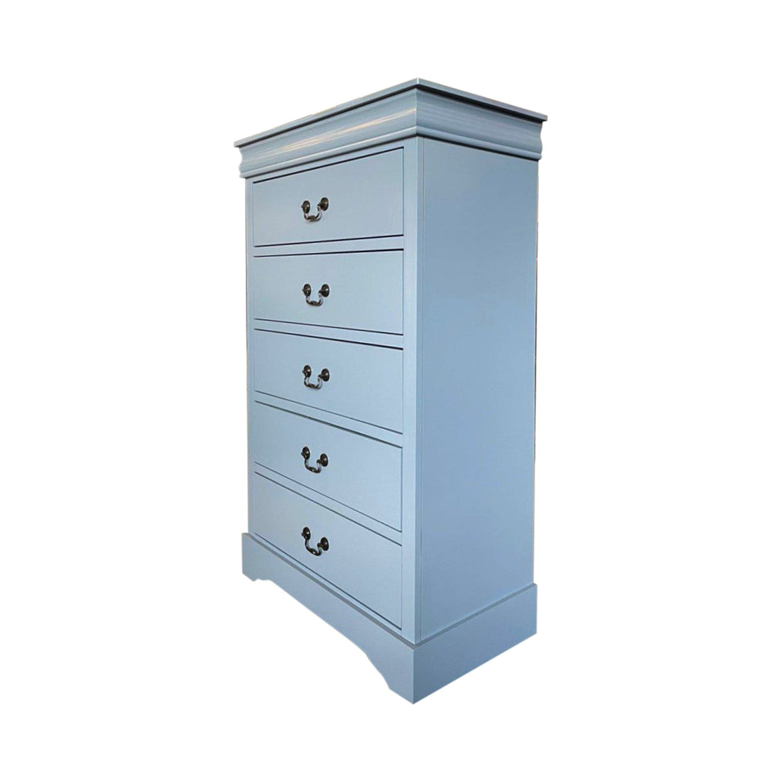 Spencer Solid Wood Tallboy 5 Drawers Grey