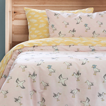 Seagulls Kids Quilt Cover Set Single Pastel Blue Polyester Cotton