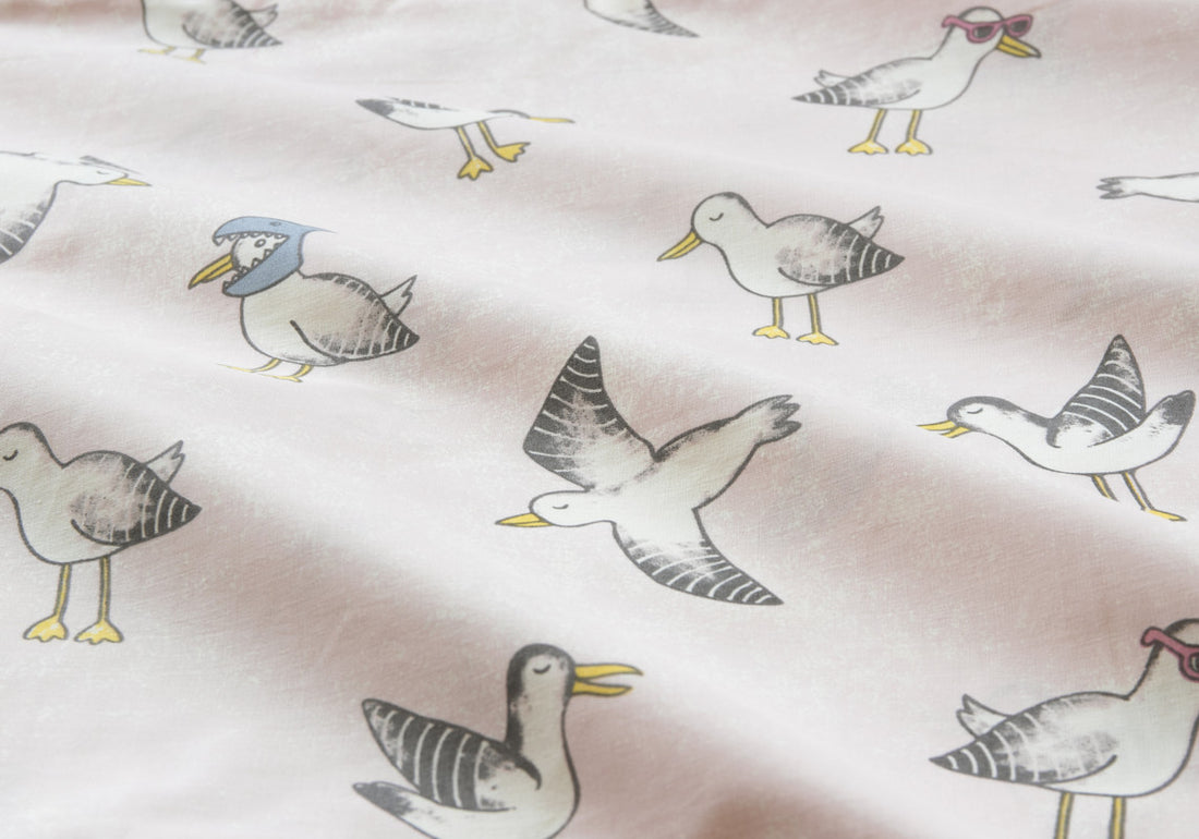 Seagulls Kids Quilt Cover Set Single Pastel Blue Polyester Cotton