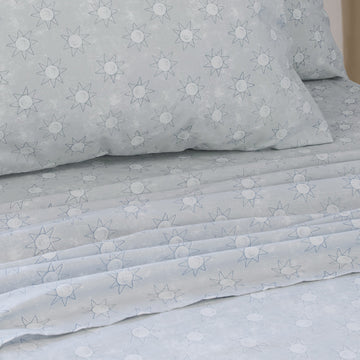 Suns Sheet Set Pastel Blue Beach Theme Double