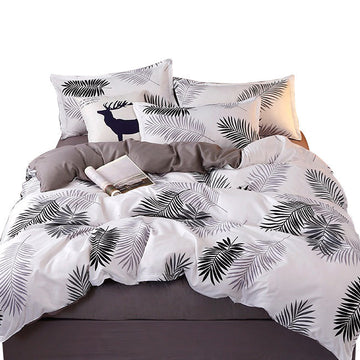 Palm Leaves Pattern Aloe Cotton Quilt Cover Set 4 Piece King