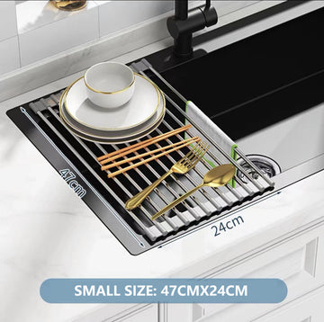 Vortaz Roll-Up Dish Drying Rack Over Sink Silicone Drainer 47x24cm