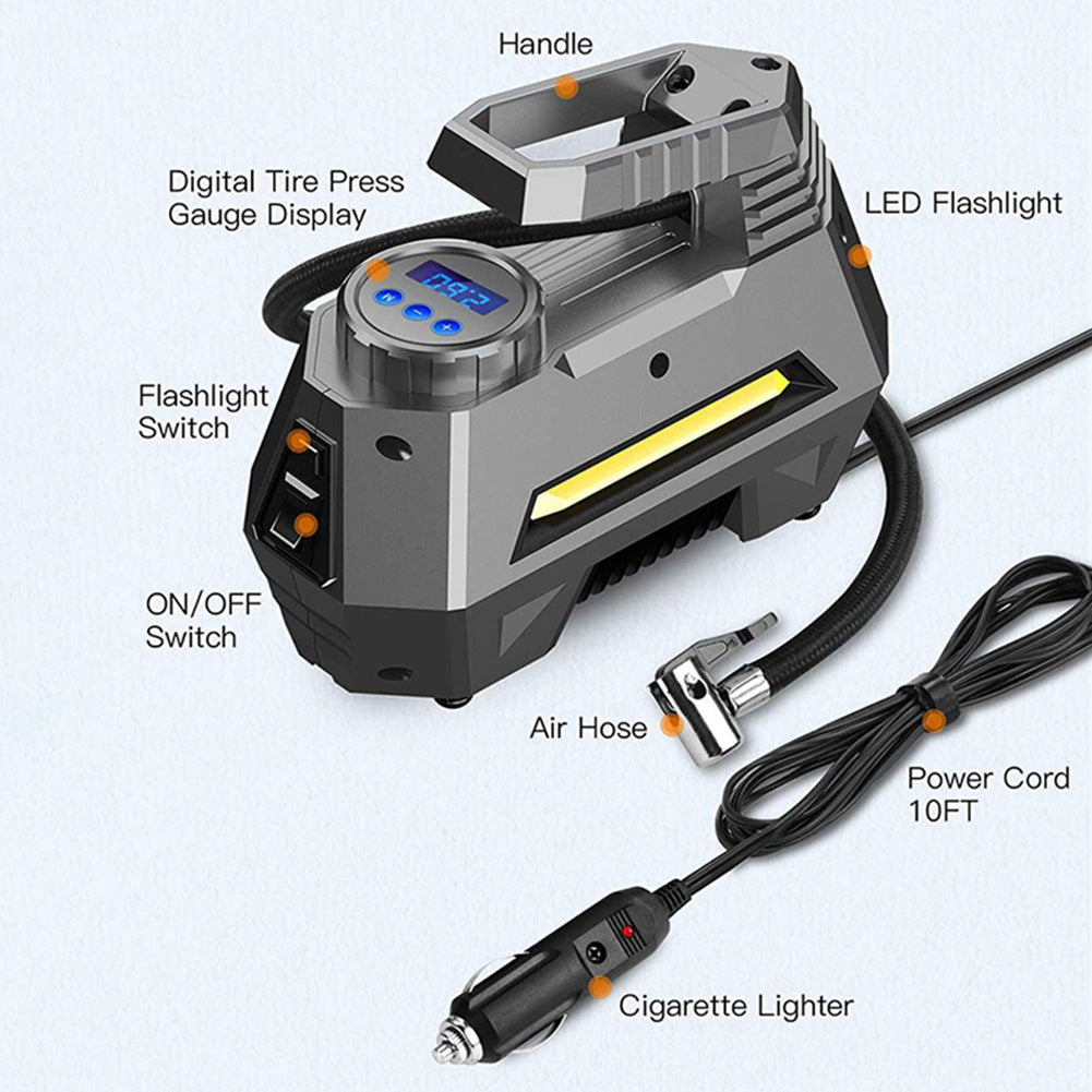 Portable 12V Car Tyre Inflator with LED Flashlight 150PSI