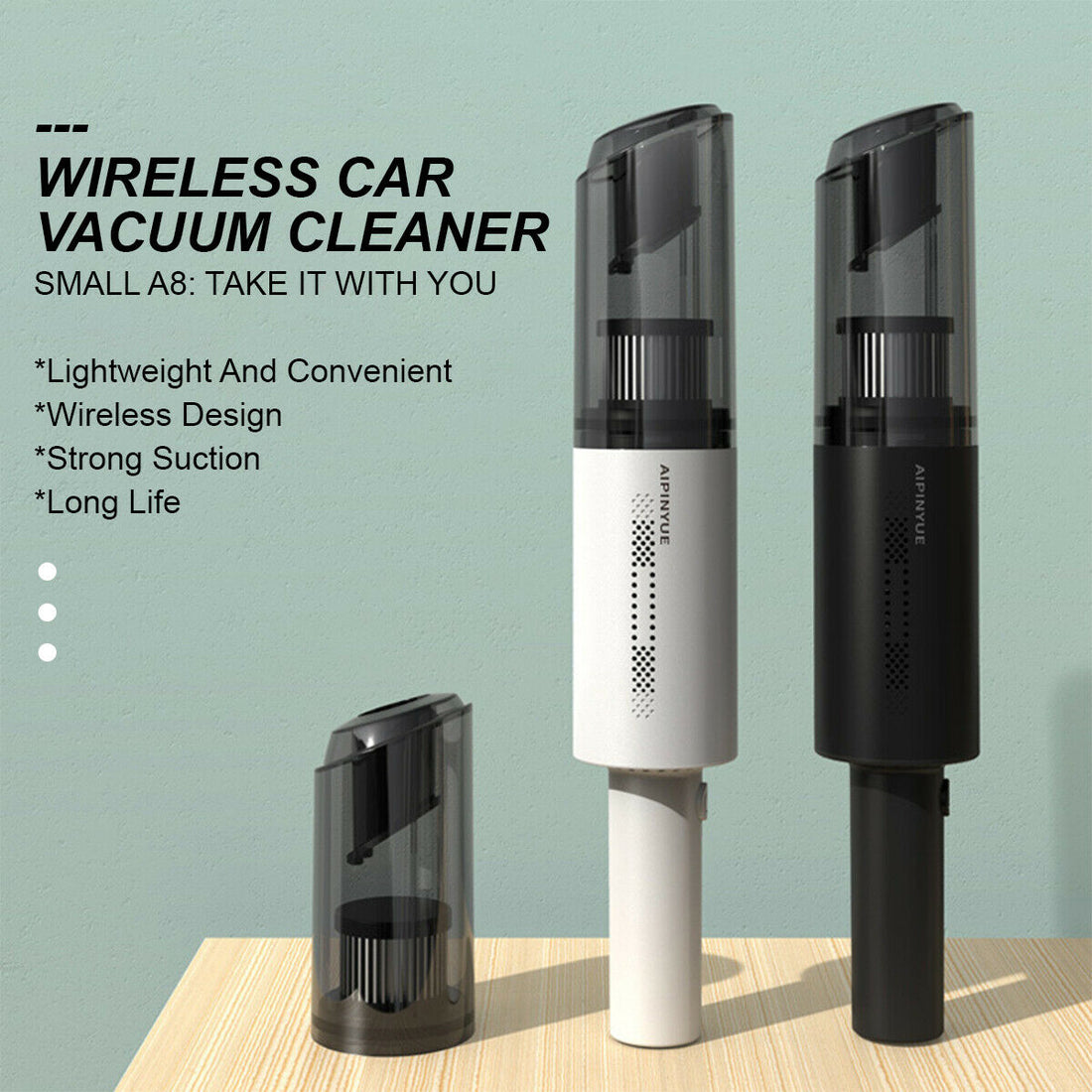 Wireless Charge 6000Pa Car Vacuum Cleaner Black