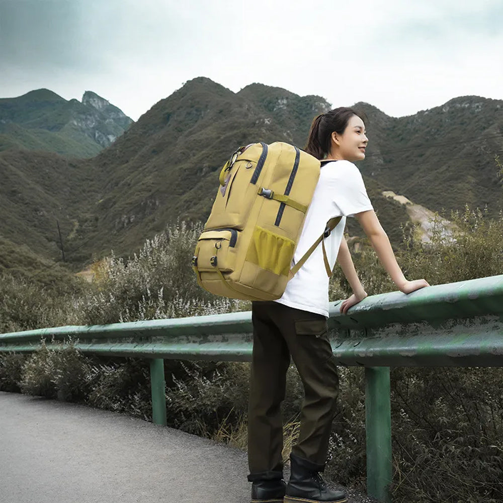 60L Waterproof Trekking Backpack Hiking Camping Rucksack Black