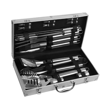 18 Piece Stainless Steel BBQ Tool Set with Aluminium Case