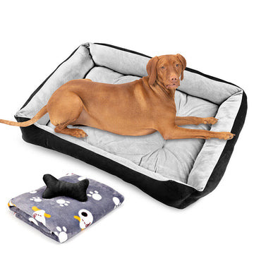 Vaka Calming Pet Bed Mat with Blanket and Toy L 80x60cm Grey Black