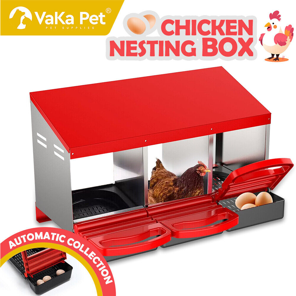 VaKa Roll Away Nesting Box Chicken Hen Coop 3 Hole 81cm
