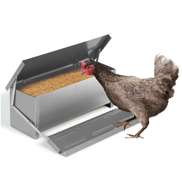 Automatic Chicken Feeder Weight-Operated 10KG Steel Silver