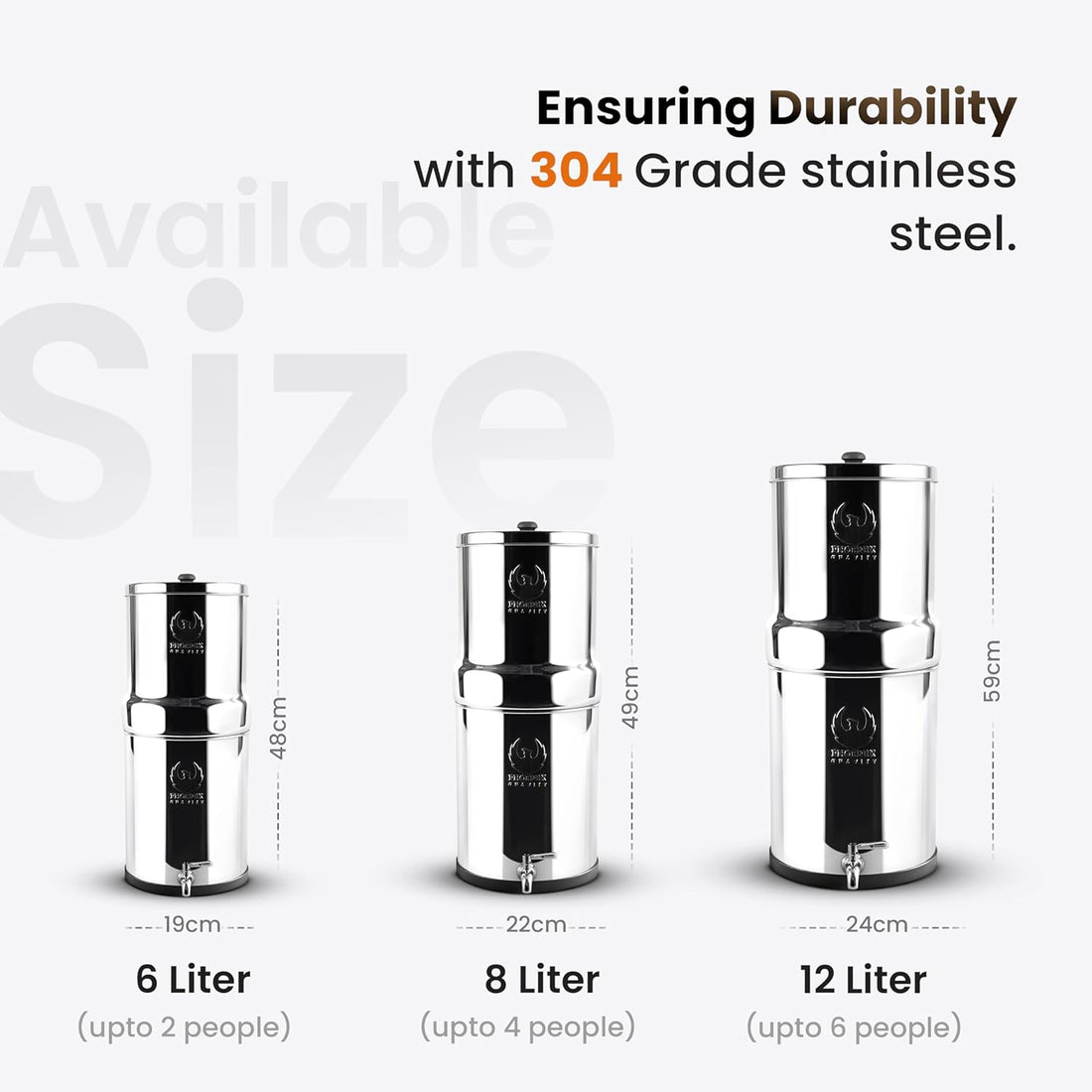 Phoenix Gravity Water Filter 8L Stainless Steel Smart Carbon