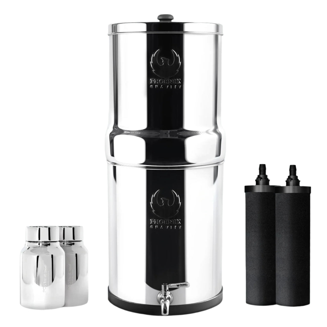 Phoenix Gravity Water Filter 8L Fluoride Smart Carbon Stainless Steel