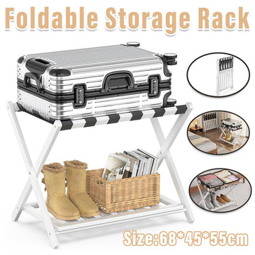 Foldable Bamboo Luggage Rack Stand X-Shape for Bedroom Travel