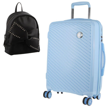Milleni Checked Luggage Bag with Free Waist Belt Bag 75cm White