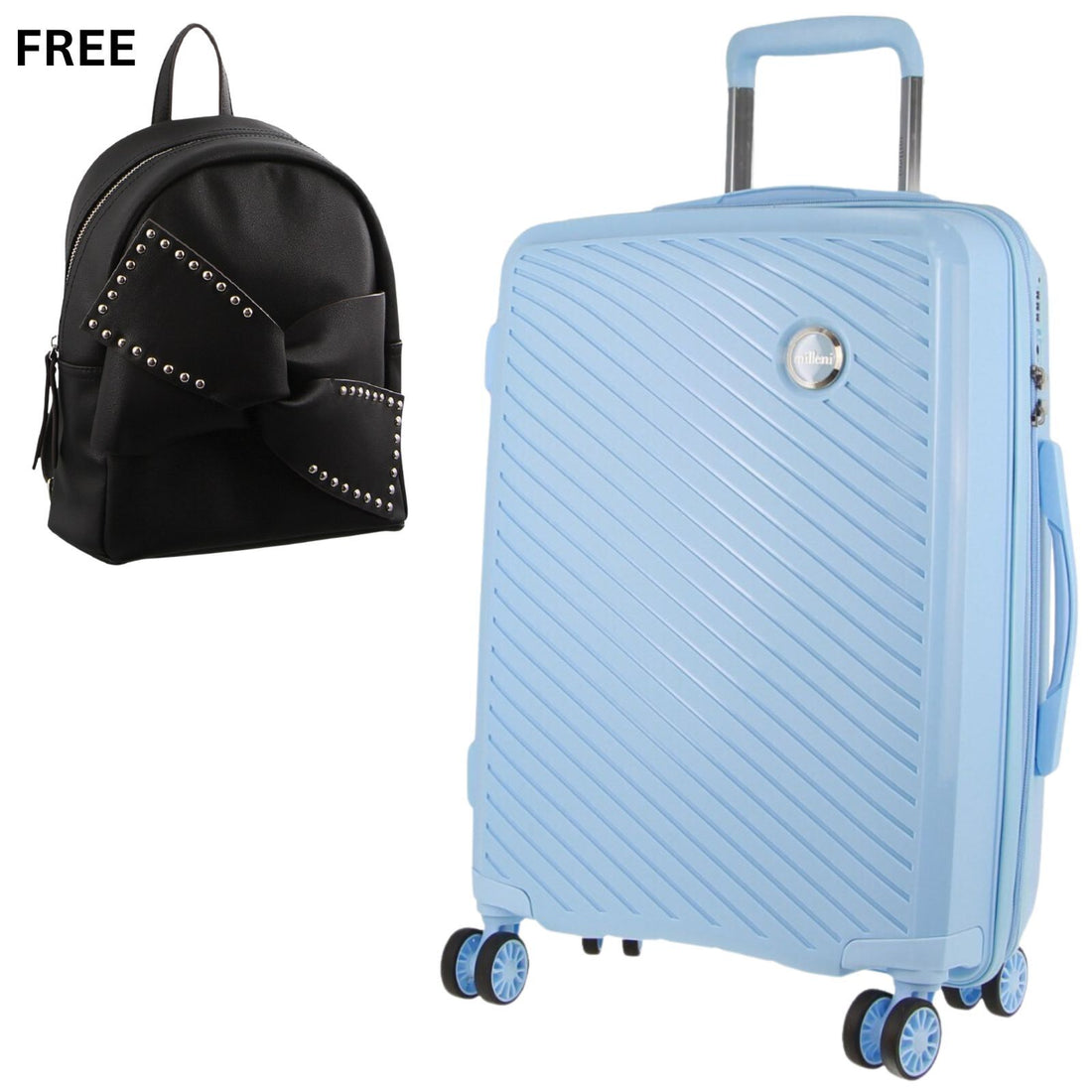 Milleni Checked Luggage Bag with Free Waist Belt Bag 75cm White