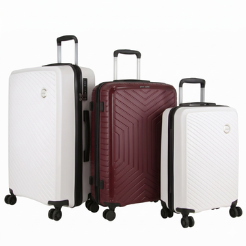 Pierre Cardin x Milleni Hardshell Luggage Set 3-Piece Burgundy/White