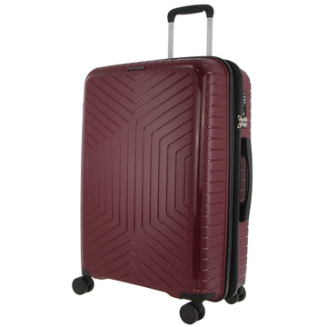 Pierre Cardin Medium Hard Shell Suitcase 65cm Burgundy TSA Lock 89L