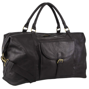 Pierre Cardin Leather Business Overnight Duffle Bag Black