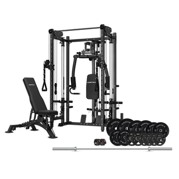 CORTEX Folding Functional Trainer and Power Rack with Olympic Barbell