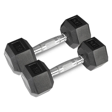 Cortex Rubber Hex Dumbbell Pair with Contoured Handle 7kg